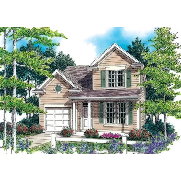 Country House Plan Front of Home - Plum Valley Narrow Lot Home 011D-0378 - Shop House Plans and More