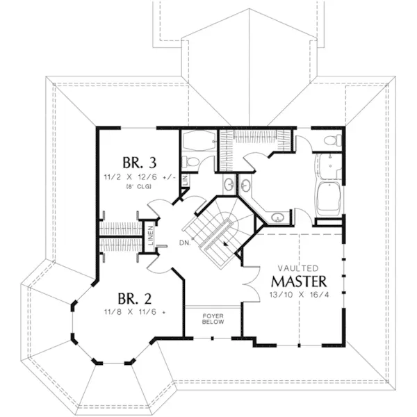 Southern House Plan Second Floor - Emily Lane Victorian Home 011D-0393 - Search House Plans and More