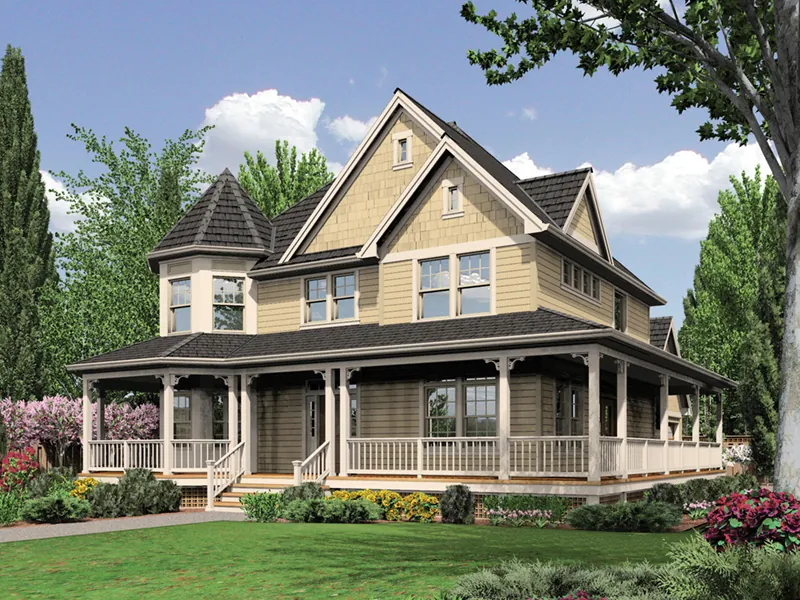 Victorian House Plan Front Image - Emily Lane Victorian Home 011D-0393 - Search House Plans and More