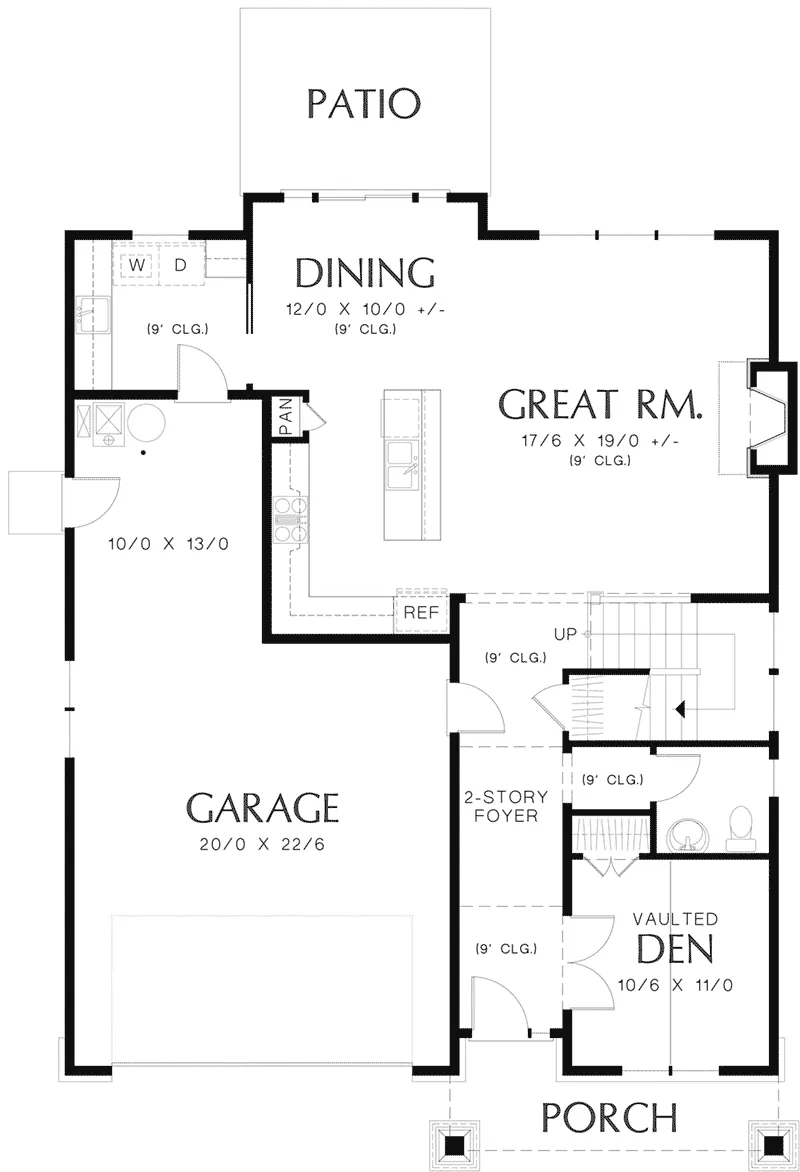 Country House Plan First Floor - Proctor Hill Craftsman Home 011D-0395 - Shop House Plans and More