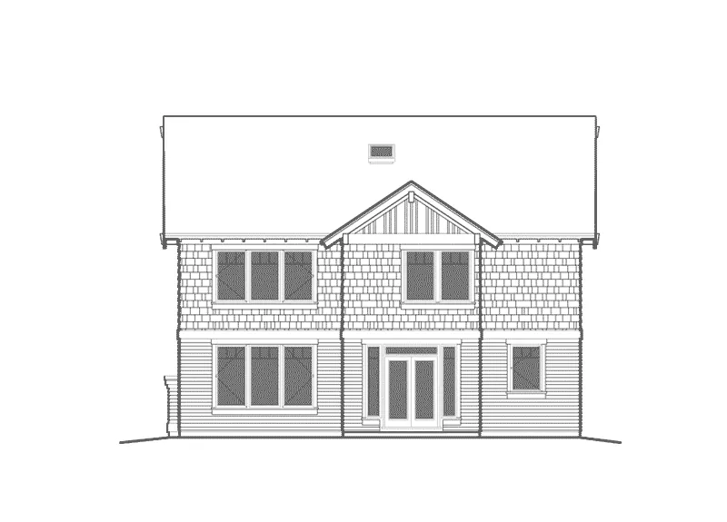 Shingle House Plan Rear Elevation - Proctor Hill Craftsman Home 011D-0395 - Shop House Plans and More