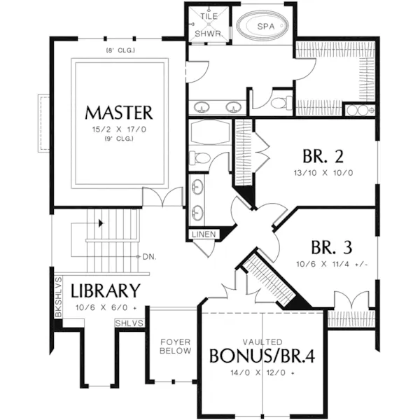 European House Plan Second Floor - Harpers Pier Craftsman Home 011D-0396 - Search House Plans and More