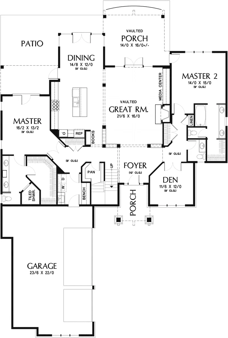 Arts & Crafts House Plan First Floor - Verbena Verbena Hill Craftsman Home | Contemporary Craftsman-Style Home Plans