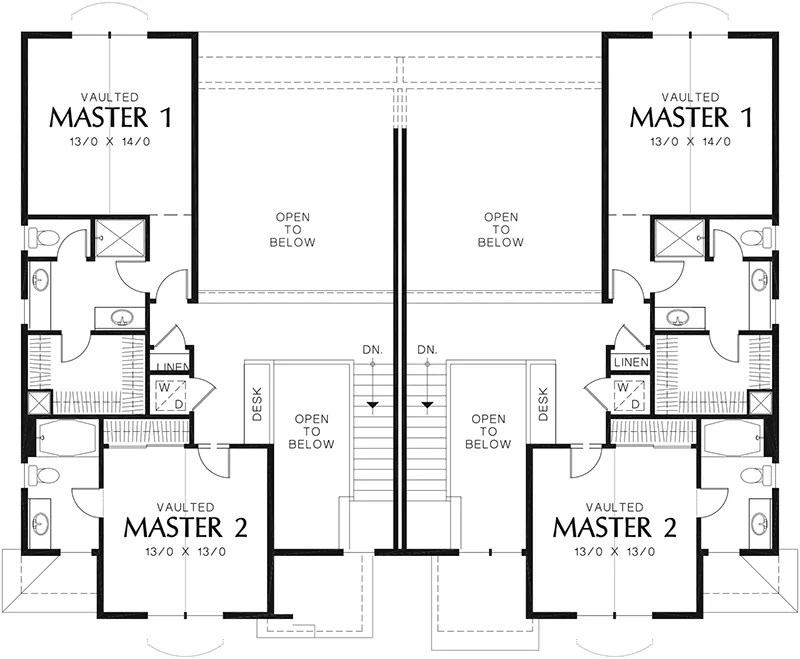 European House Plan Second Floor - Anchor Park Duplex Home 011D-0426 - Shop House Plans and More