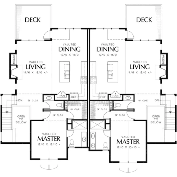 Multi-Family House Plan First Floor - Wellington Park Duplex Home 011D-0428 - Shop House Plans and More