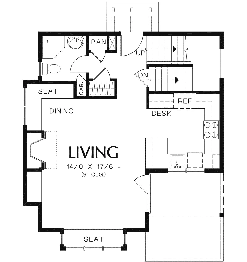 Craftsman House Plan First Floor - Daxton Sloping Lot Home 011D-0430 - Search House Plans and More