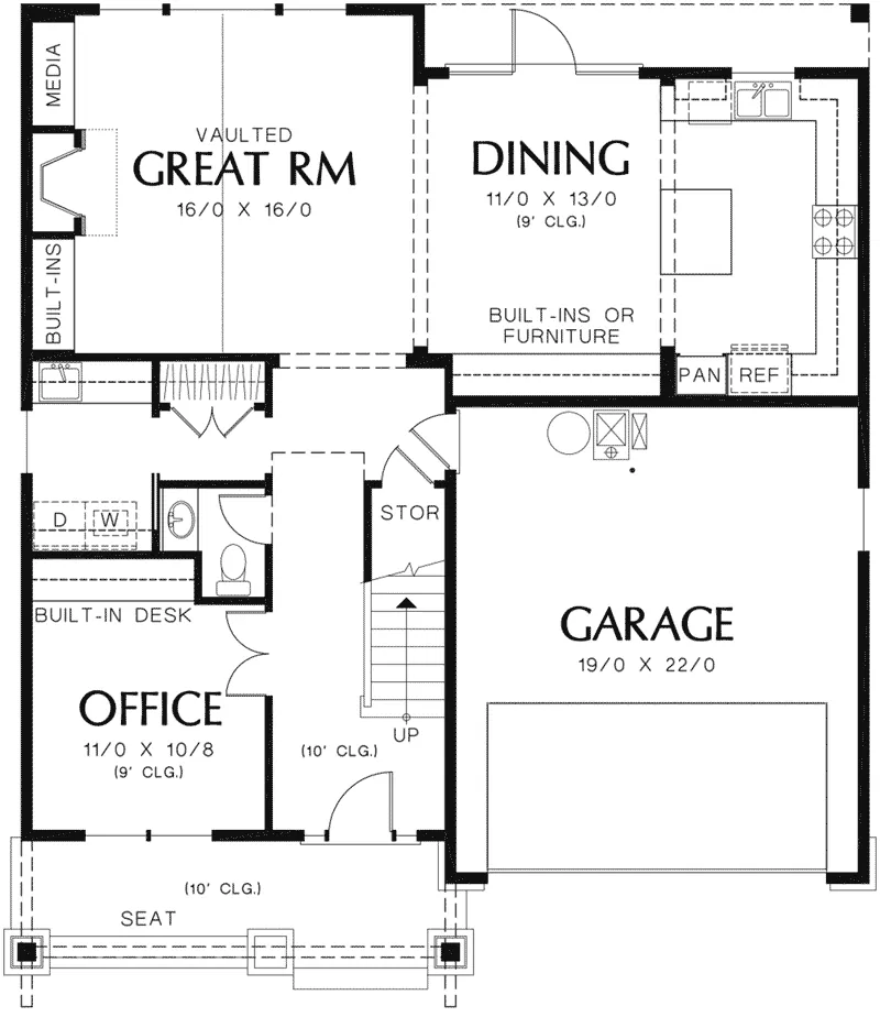 Mountain House Plan First Floor - Kirkland Hill Craftsman Home 011D-0440 - Search House Plans and More