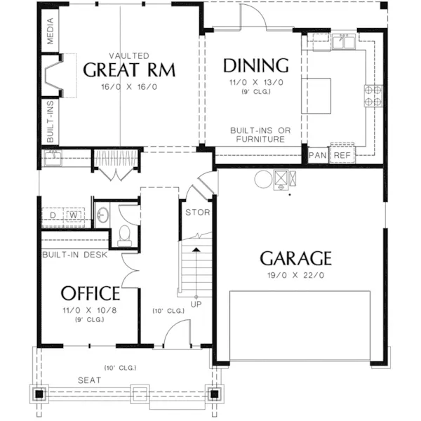 Craftsman House Plan First Floor - Kirkland Hill Craftsman Home 011D-0440 - Search House Plans and More