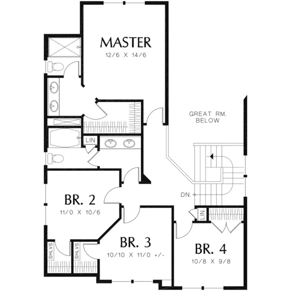 Neoclassical House Plan Second Floor - Cottonwood Hill Country Home 011D-0464 - Search House Plans and More