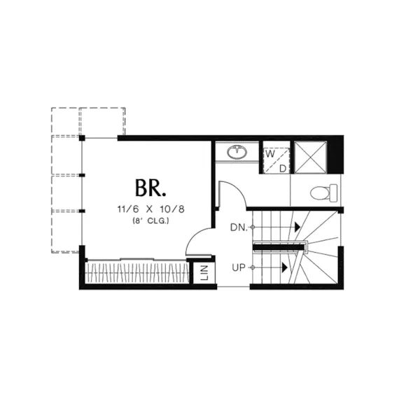 Lake House Plan Second Floor - Wulff Modern Narrow Lot Home 011D-0471 - Shop House Plans and More