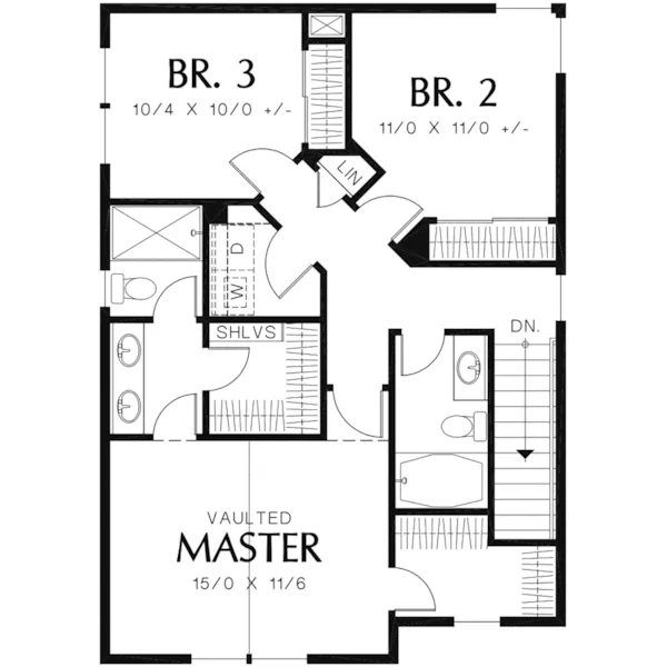 Craftsman House Plan Second Floor - Eliza Lane Country Home 011D-0485 - Search House Plans and More