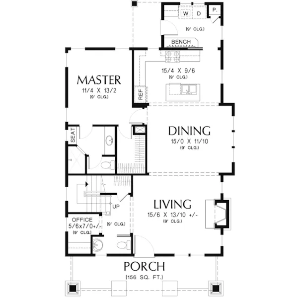 Rustic House Plan First Floor - Bandon Falls Bungalow Home 011D-0489 - Search House Plans and More