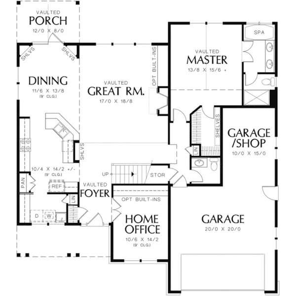 Shingle House Plan First Floor - Gladwick Country Home 011D-0507 - Search House Plans and More