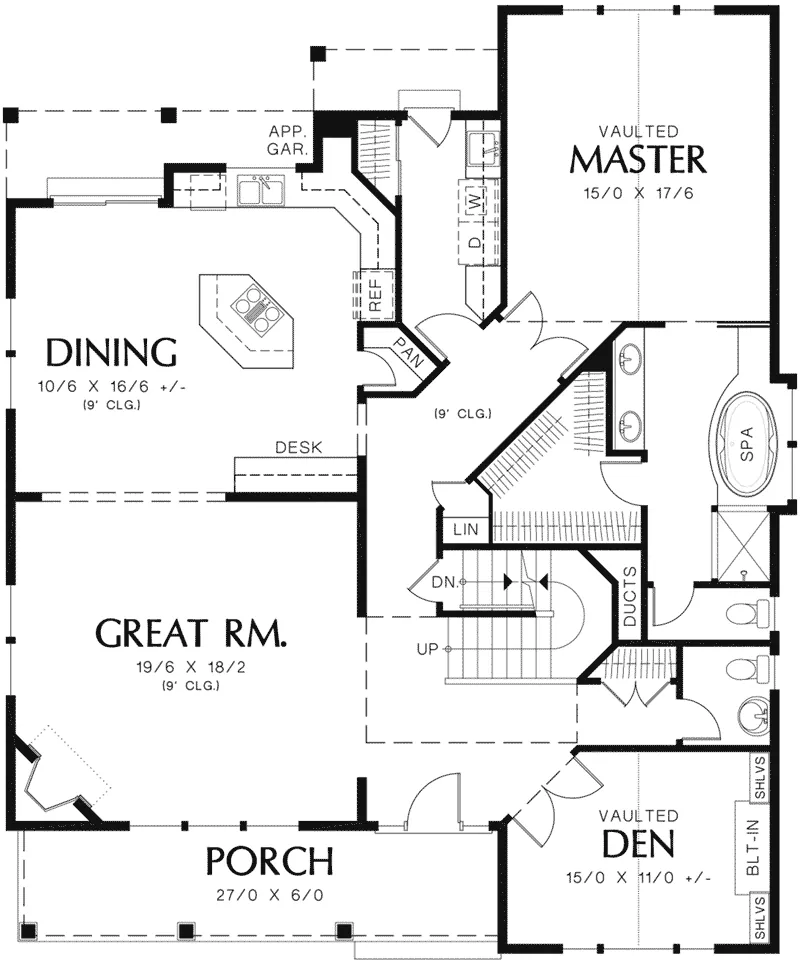 Mountain House Plan First Floor - Melba Grove Country Home 011D-0508 - Shop House Plans and More