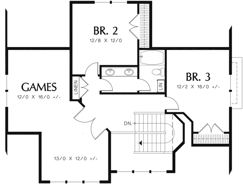 Craftsman House Plan Second Floor - Melba Grove Country Home 011D-0508 - Shop House Plans and More