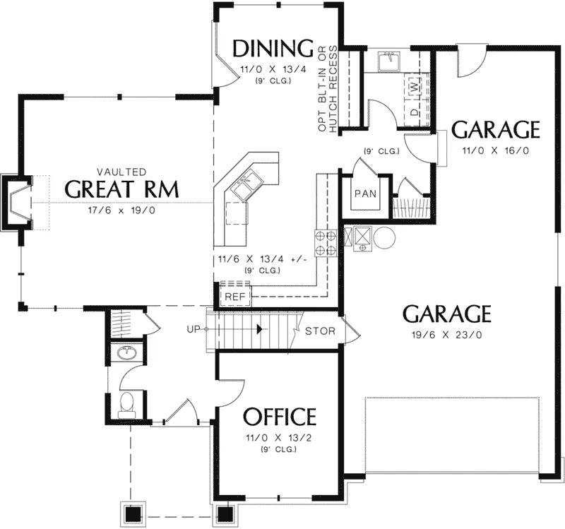 Craftsman House Plan First Floor - Northcreek Lane Craftsman Home 011D-0516 - Shop House Plans and More