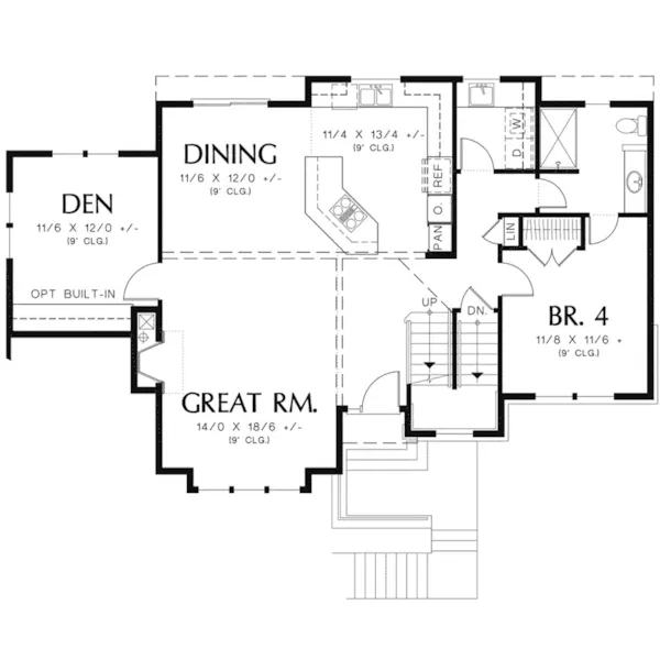 Traditional House Plan First Floor - Rhodes Point Sloping Lot Home 011D-0519 - Shop House Plans and More