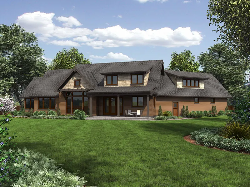Rustic House Plan Rear Photo 01 - Squaw Lake Craftsman Home 011D-0523 - Shop House Plans and More