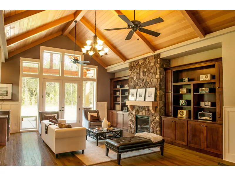 Rustic House Plan Living Room Photo 01 - Wrights Creek Craftsman Home 011D-0526 - Shop House Plans and More