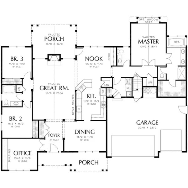 Ranch House Plan First Floor - Mason Hollow Craftsman Home 011D-0528 - Shop House Plans and More