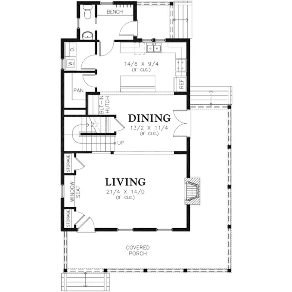 Country House Plan First Floor - Lucy Hill Narrow Lot Home 011D-0542 - Shop House Plans and More