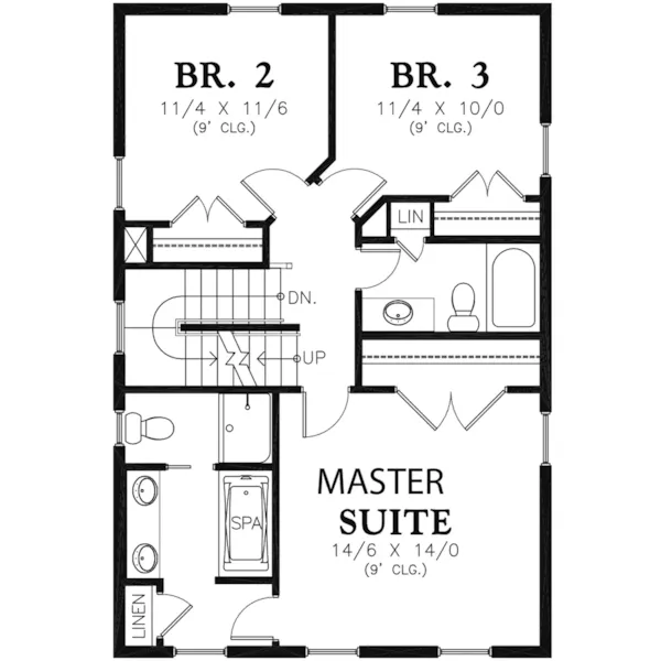 Country House Plan Second Floor - Lucy Hill Narrow Lot Home 011D-0542 - Shop House Plans and More