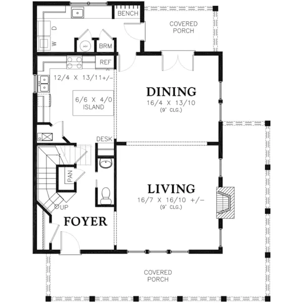 Cabin & Cottage House Plan First Floor - Watson Acres Country Home 011D-0548 - Shop House Plans and More