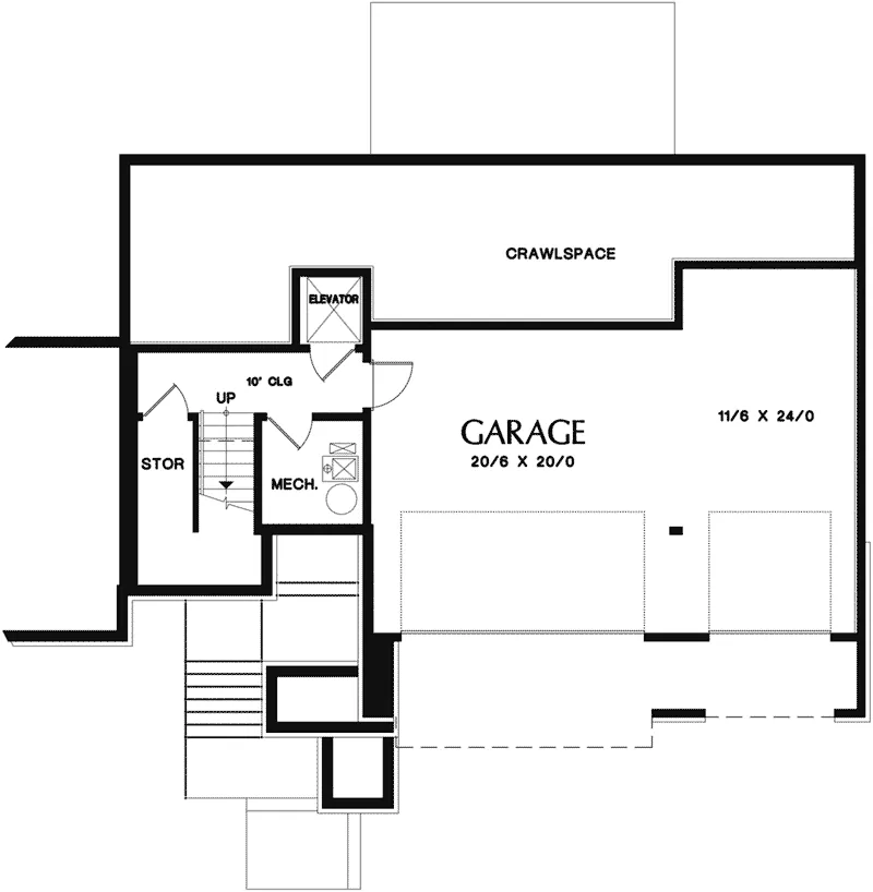 Rustic House Plan Lower Level Floor - Neva Canyon Modern House with Elevator - Shop House Plans and More