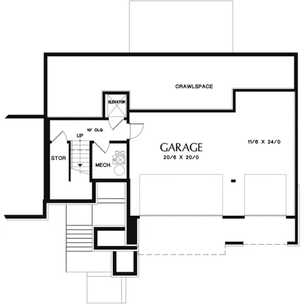 Contemporary House Plan Lower Level Floor - Neva Canyon Modern House with Elevator - Shop House Plans and More