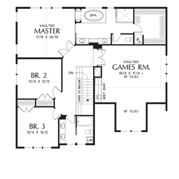 Arts & Crafts House Plan Second Floor - Cork Hollow Craftsman Home 011D-0574 - Search House Plans and More