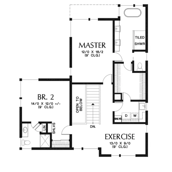 Beach & Coastal House Plan Second Floor - DuPont Modern Home 011D-0586 - Search House Plans and More