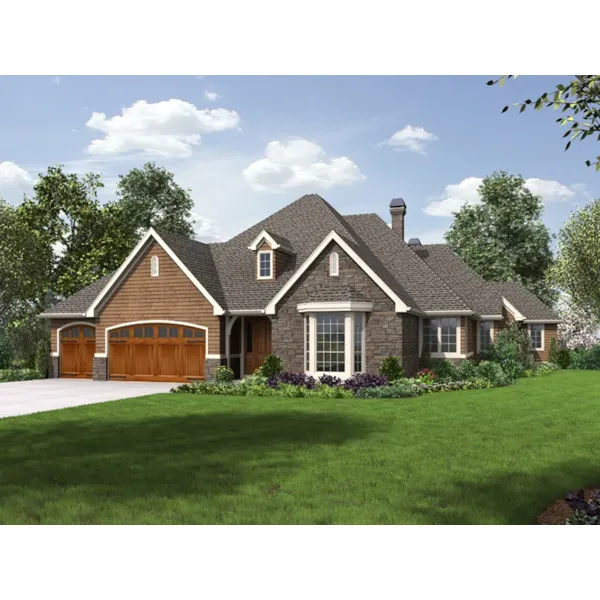 Ranch House Plan Front of Home - Drexel Lane European Ranch Home 011D-0590 - Search House Plans and More