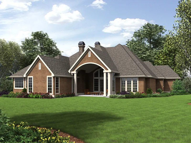 Traditional House Plan Rear Photo 01 - Drexel Lane European Ranch Home 011D-0590 - Search House Plans and More