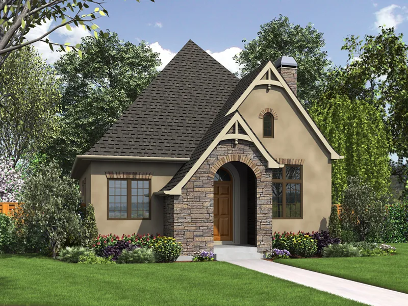 Rustic House Plan Front of Home - Boyle European Cottage Home 011D-0591 - Search House Plans and More