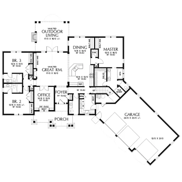 Southern House Plan First Floor - Geneva Lane Craftsman Home 011D-0606 - Search House Plans and More