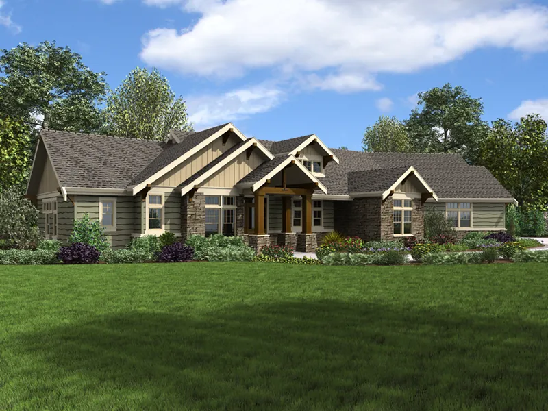 Rustic House Plan Front of Home - Joanna Hill Craftsman Home 011D-0607 - Search House Plans and More