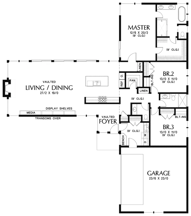Lake House Plan First Floor - Reza Modern Ranch Home 011D-0610 - Shop House Plans and More