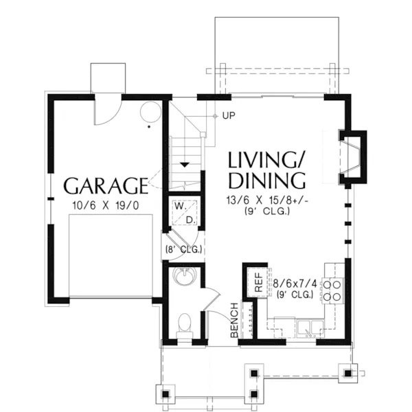 Arts & Crafts House Plan First Floor - Parson Field Craftsman Cottage 011D-0612 - Shop House Plans and More