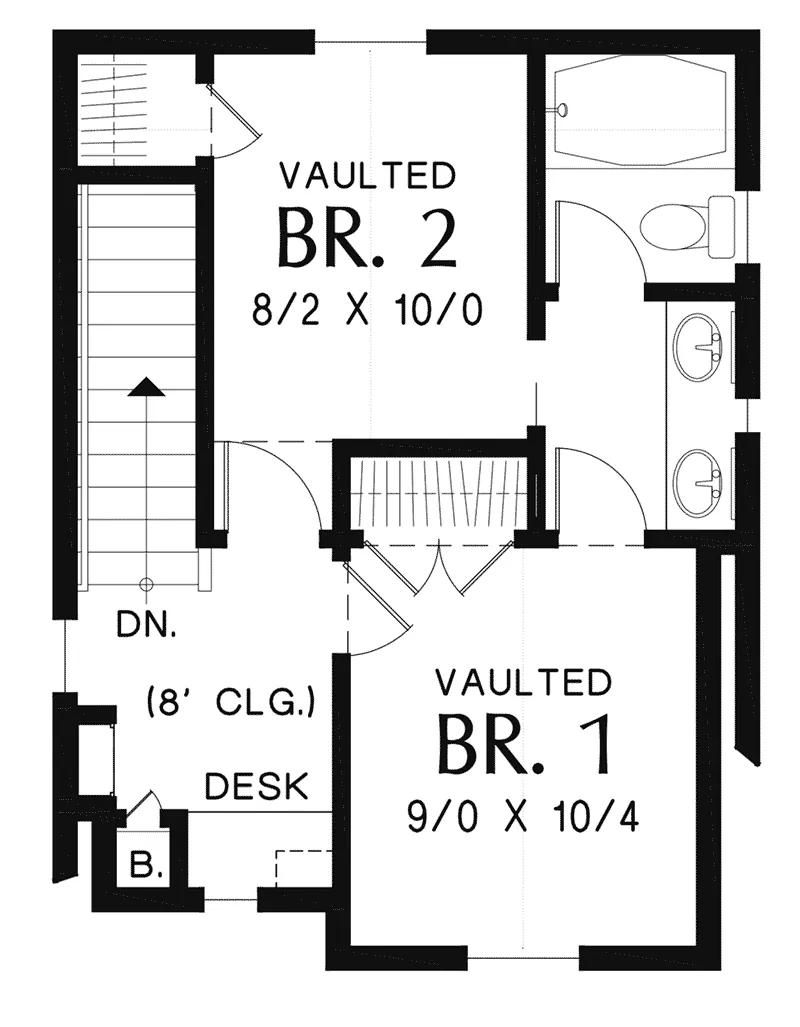 Arts & Crafts House Plan Second Floor - Parson Field Craftsman Cottage 011D-0612 - Shop House Plans and More