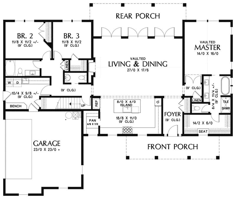 Arts & Crafts House Plan First Floor - Frazier Farm Modern Farmhouse 011D-0617 - Search House Plans and More