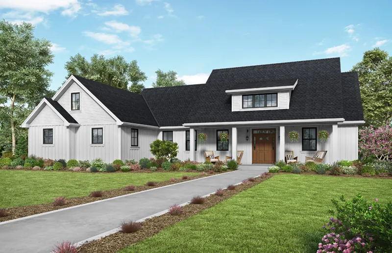 Farmhouse Plan Front of Home - Frazier Farm Modern Farmhouse 011D-0617 - Search House Plans and More