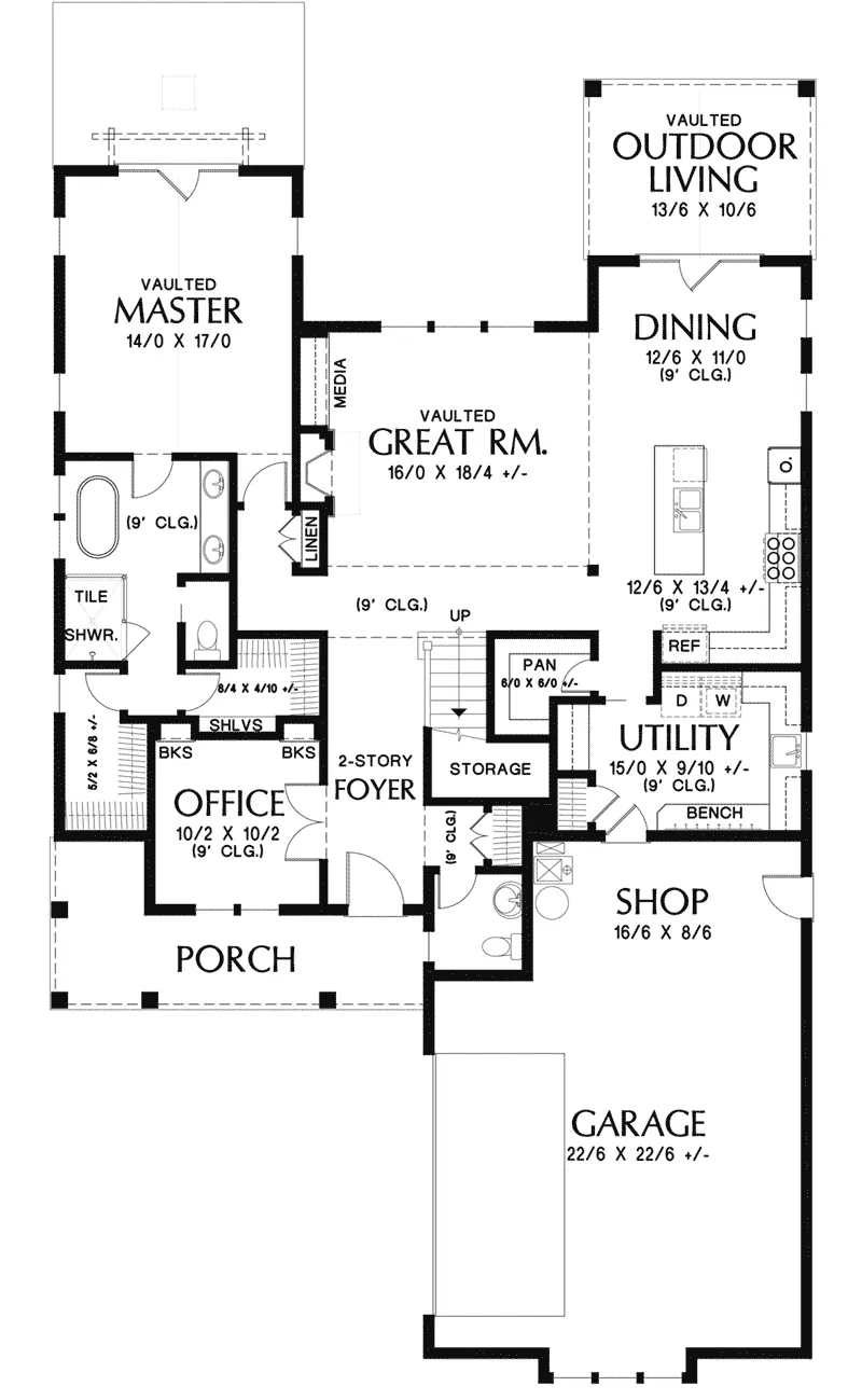 Prairie House Plan First Floor - Carleigh Modern Farmhouse 011D-0622 - Search House Plans and More