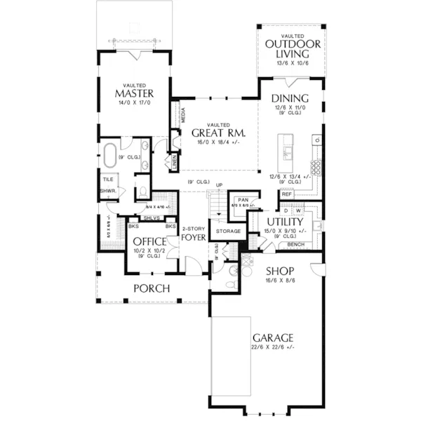 Prairie House Plan First Floor - Carleigh Modern Farmhouse 011D-0622 - Search House Plans and More