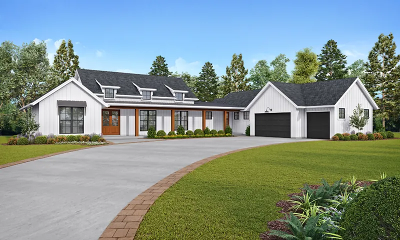 Prairie House Plan Front of Home - Allison Park Modern Farmhouse 011D-0630 - Search House Plans and More
