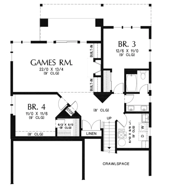 Contemporary House Plan Lower Level Floor - Sterling Modern Home 011D-0642 - Shop House Plans and More