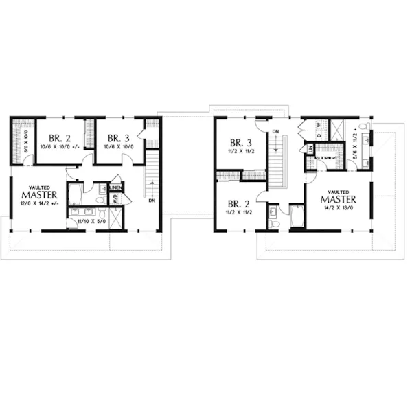 Modern House Plan Second Floor - Wernick Duplex 011D-0643 | House Plans and More