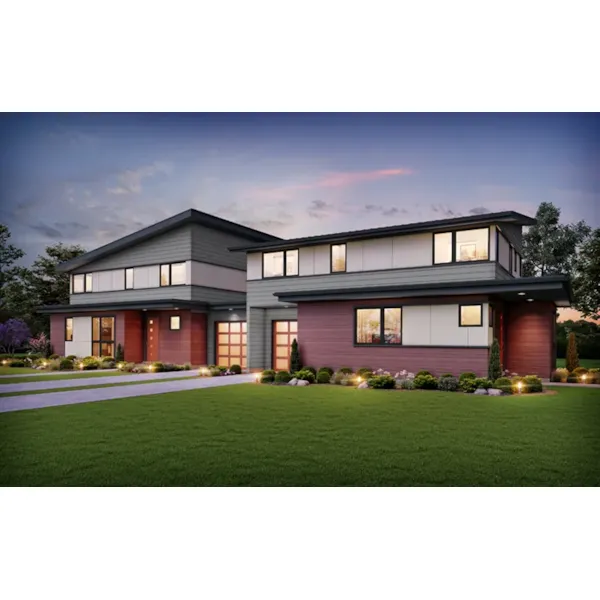 Modern House Plan Front of Home - Wernick Duplex 011D-0643 | House Plans and More