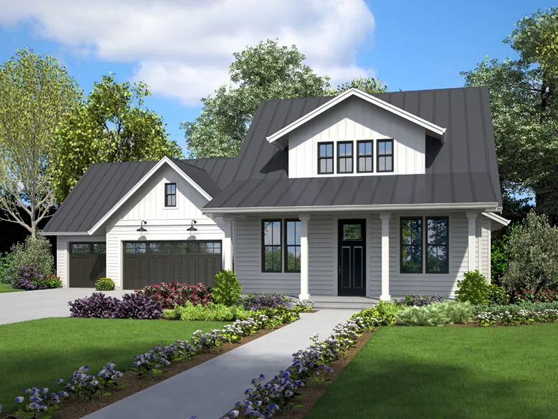 Arts & Crafts House Plan Front of Home - Plaskett Hill Modern Farmhouse 011D-0646 - Shop House Plans and More
