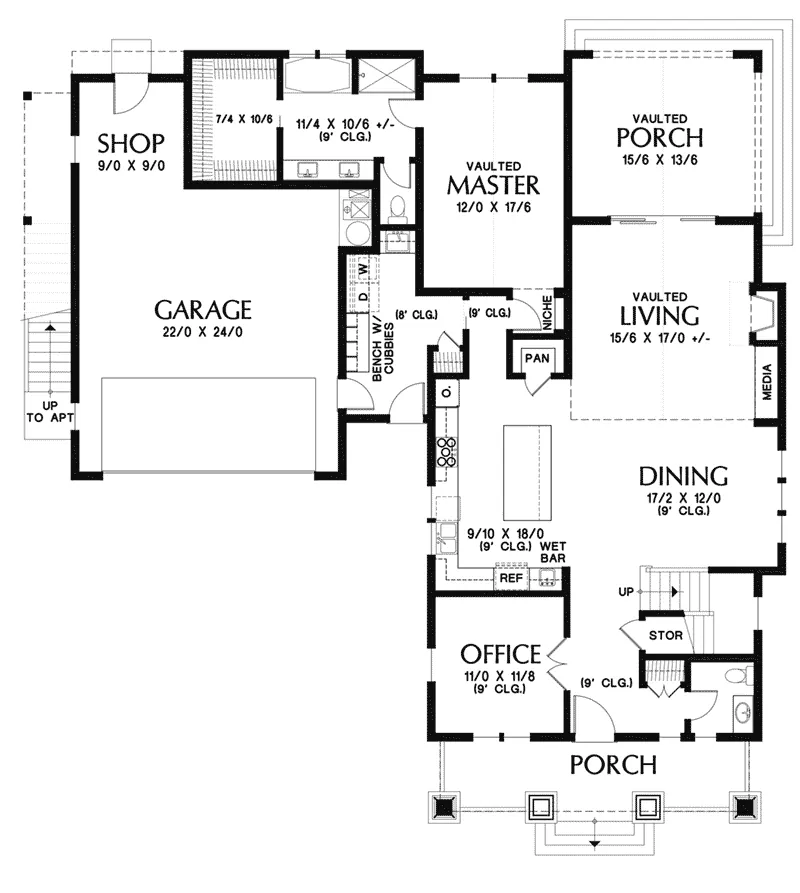 Bungalow House Plan First Floor - Johnstone Bungalow Home 011D-0647 - Search House Plans and More