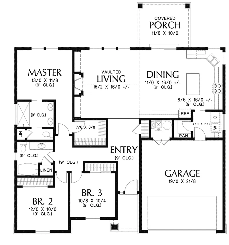 Cabin & Cottage House Plan First Floor - Greenhedge Craftsman Home 011D-0649 - Search House Plans and More